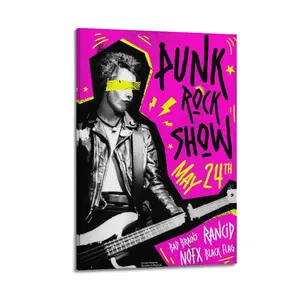 Punk Rock Show Poster Poster for Bedroom Aesthetic Canvas Wall Art Living Room Posters Painting Picture Print Modern Family Decor Artist Bathroom Poster