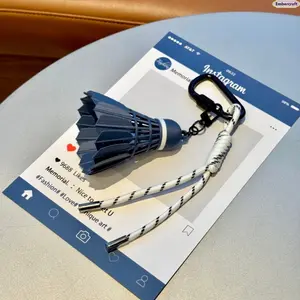 Badminton Keychain Bag Charm, Dark Blue Sports Backpack Pendant, Stylish Athletic Accessory for Backpack, Gym Bag Decoration, Travel and Daily Use Gift for Sports Lovers