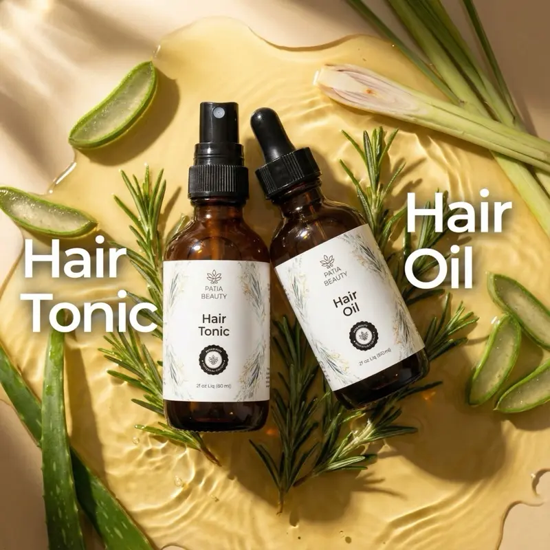 PÀTIA All Natural Hair Tonic & Hair Oil 2 fl oz Liquid Vegan Non-GMO with Rosemary, Jojoba, Seabuckthorn, and More - Moisturizing Hair Care for Adults
