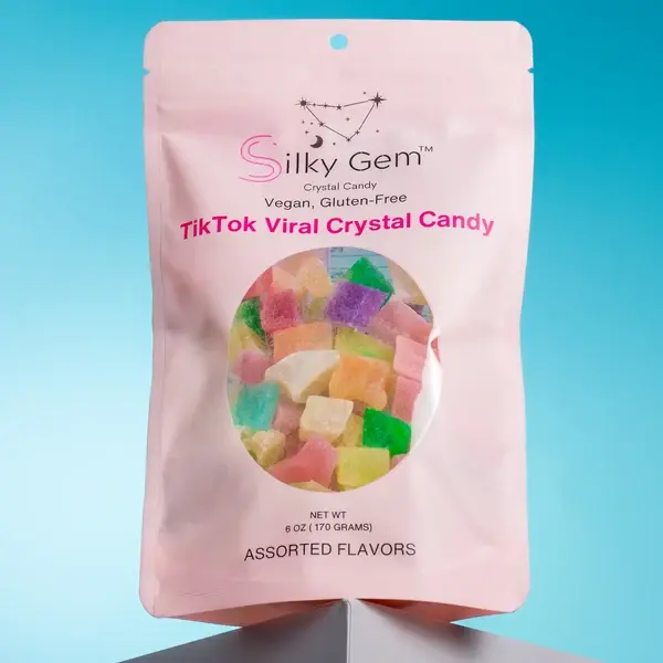 Silky Gem Crunchy Crystal Fruity Candy Snack Bites: The Whimsical Variety Pouch ASMR Candy Artisanal Bite-Sized Gems