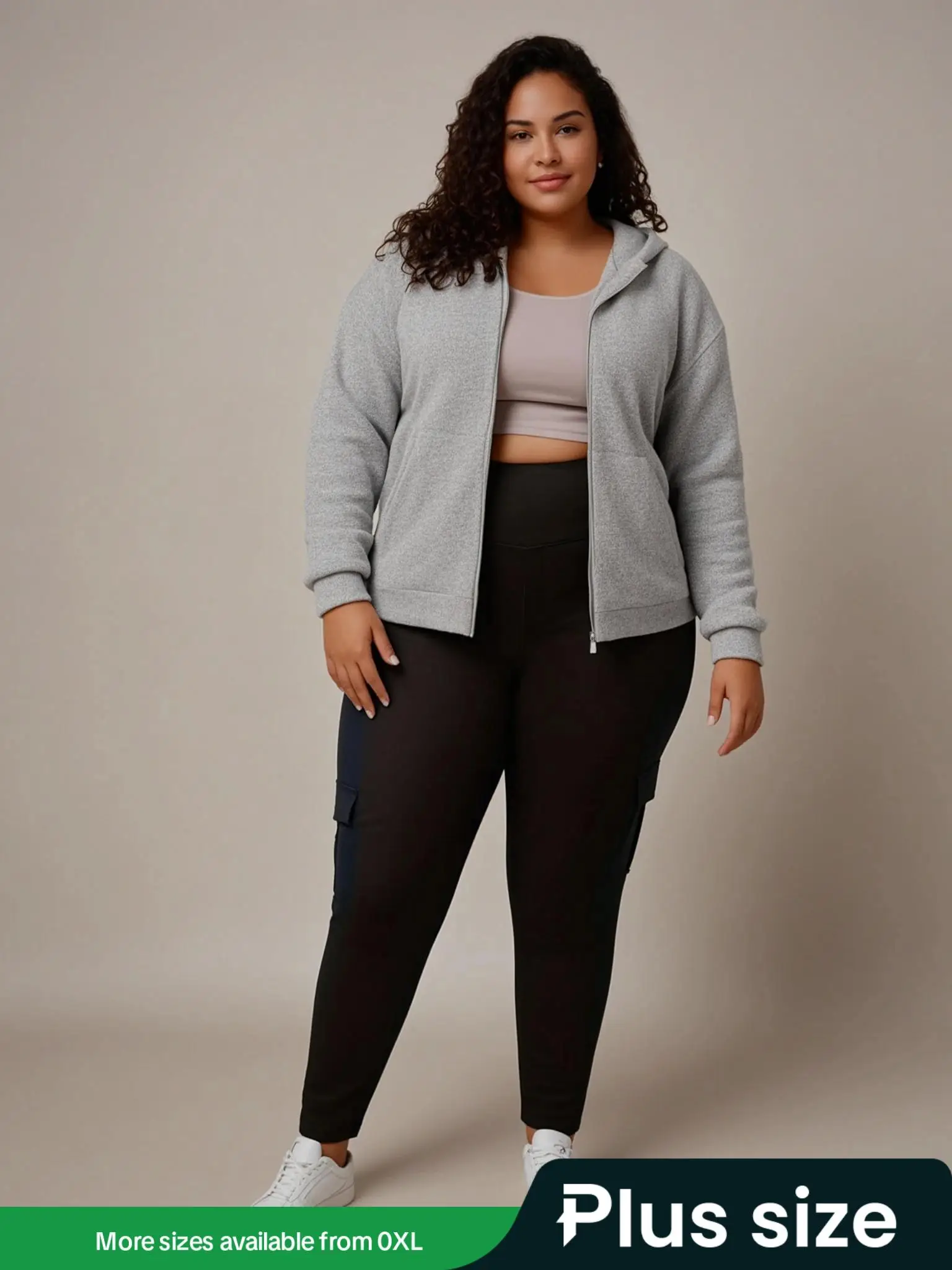 【Plus Size】 Plain Pocket High Waist Leggings for Women, Plus Casual Solid Color Button Design Skinny Pants, Plus Size Leggings, High Stretch Seamless