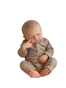 19-inch Realistic Reborn Doll Lifelike Newborn Soft Vinyl Doll with Pacifier and Bear Accessory Dollcore Set