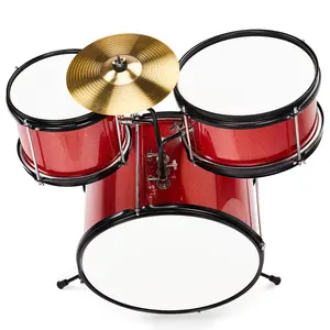 14"x10" 3-Pieces Junior Kids Drum Set Kit Pedal Drum Stick Wrench Drum Stool Red