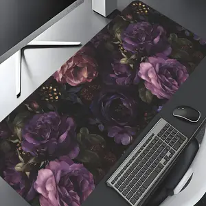 Floral Pattern Mouse Pad, Rectangle Gaming Mouse Pad, Non-slip Rubber Base Mousepad, Office Desk Keyboard Mouse Mat for Home Office Game Room Desk, Desk Accessories, Desk Mat Cute