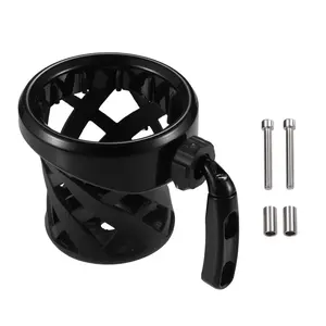 Motorcycle Handlebar Cup Holder for Harley Dyna Softail Electra Glide for Honda Goldwing GL1800 with Mesh Basket- Black