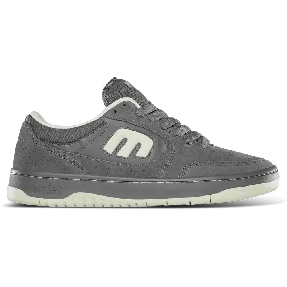 etnies Loot Dark/Grey Mens Skate Shoe - Suede, Synthetic & Textile Upper, Flexible Tread Pattern, 400 NBS Rubber Outsole, STI Comfort Level 2 Insole, EVA Heel Wedge Midsole, Elastic Tongue Straps, Mid-Padded Collar, Sports Shoes, Athletic, Skate Style, Ca