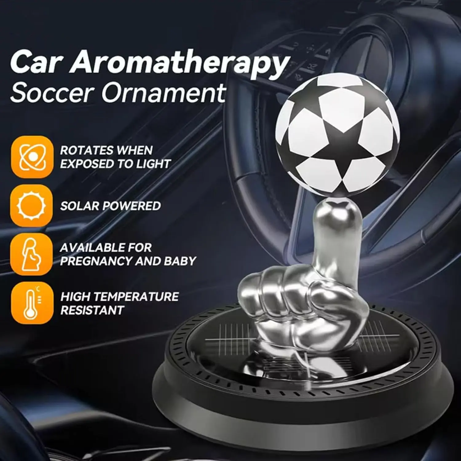 Father's Day Gift Tow Picks Rotating Football Car Air Freshener Solar Floating Planet Stocking Stuffers Car Perfume Aromatherapy Diffuser Car Interior Decoration Accessories Diffuser for Car Office Home Nice Gift summerwins