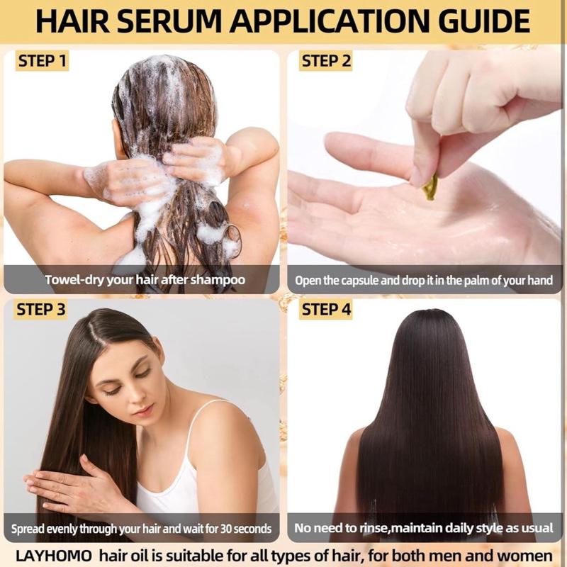 Keratin Hair Treatment Serum with Argan Oil & Vitamins A C E Pro B5 - Leave-in Anti Frizz Conditioner for Dry Damaged Hair - 40 Capsules Repair Haircare