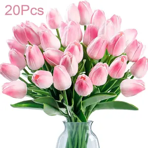 20pcs Multicolor Artificial Tulips, Realistic Tulip Bouquet, Touch-Real Plastic Fake Flowers, Room Bedroom Living Room Decor