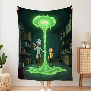 One Piece of a Flannel Blanket That Can Be Washed in a Machine, Featuring a RICK AND MORTY Theme, Suitable for Napping And Outdoor Use, Making It an Excellent Present for Father'S Day, Thanksgiving, Birthdays, And Celebrations  Warm Haven Textiles