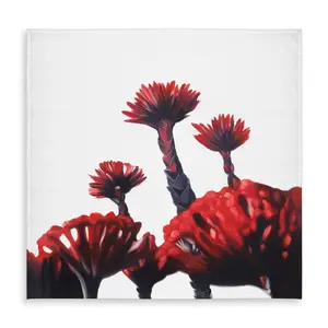 360 Stand Weatherproof 58x58 in. Red Tropical Flower Tablecloth - Vibrant Floral Print, Indoor-Outdoor Use, Outdoor Patio Furniture Decor Accessory