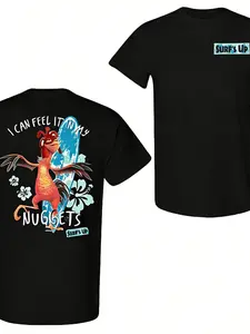 Unisex Graphic Surf Theme T-Shirt, Casual Summer Short Sleeve Top, Fitted Long Clothing, Men Women Fashion Tee