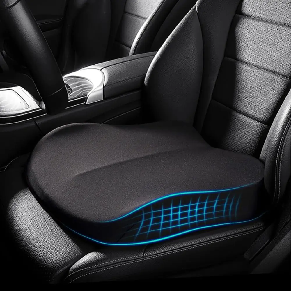 Adult Orthopedic Car Seat Booster Cushion - Car Seat Accessories, 3in Thick Wedge Memory Foam Padding, 3.94in Height Boost, Durable Fabric, Zipper Cover, Supportive Pad, Pain Relief, Better Driving Visibility, Birthday/Valentine's Day Gift (Black)
