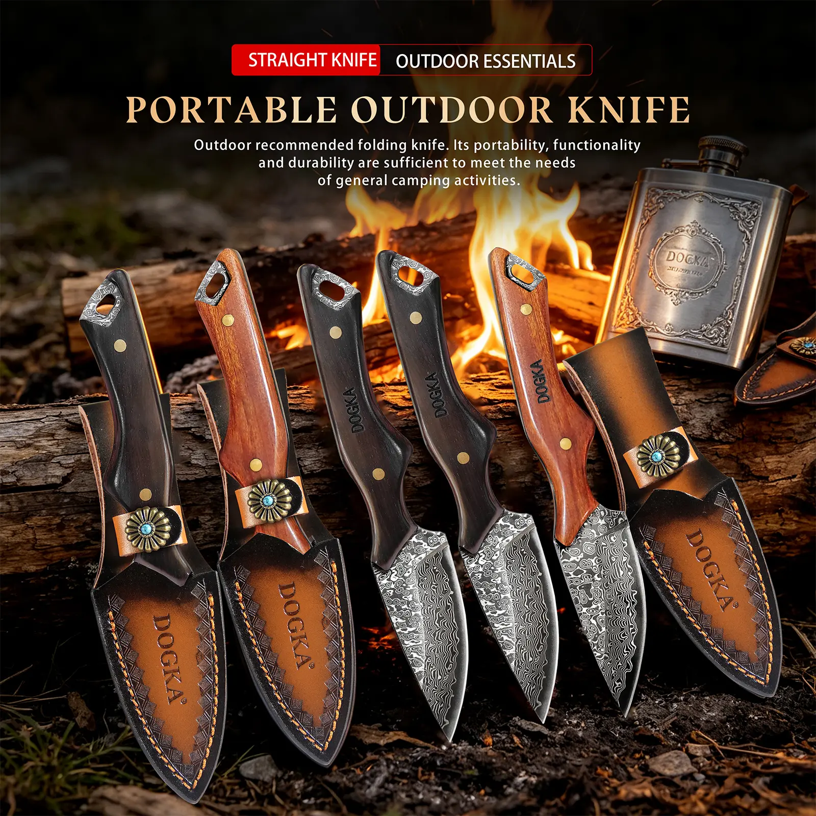 Damascus Steel Kitchen Knife with Handmade Leather Sheath, Ideal as a Gift, Knives