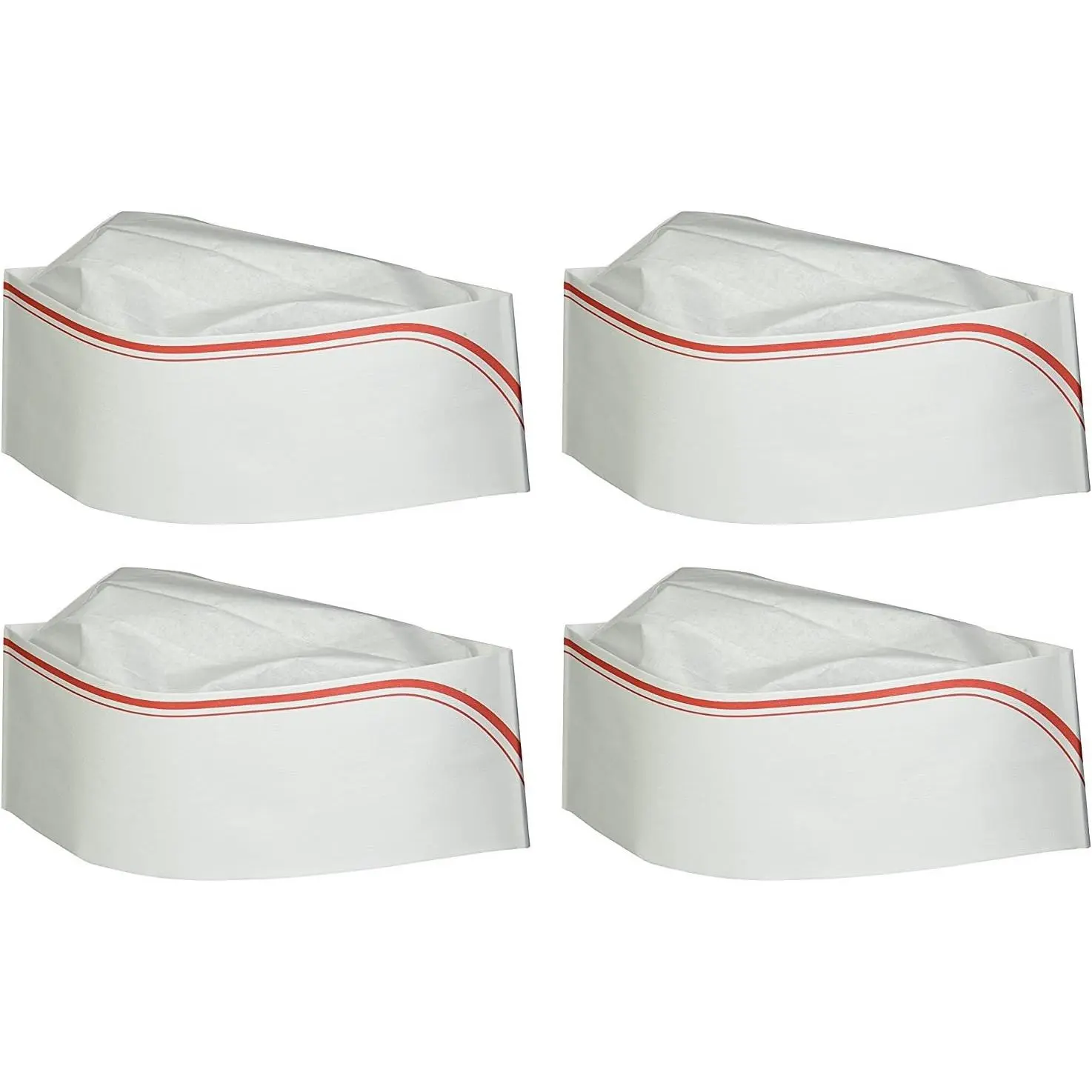 1950s-Themed Vintage 4-Piece Paper Soda Jerk Hats - Adjustable One Size, Bold Red Accents, Party Props Costumes Accessories - For 1950s Themed Parties, Christmas, Halloween Décor