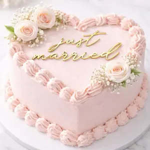 Just Married Acrylic Wedding Cake Charm Elegant Wedding Cake Decoration for Baking and Bake