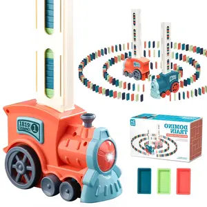 Electric Domino Laying Train With Sound and Light Children's Toy Train Domino Stacker Domino Creative Birthday Gift
