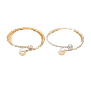 Women's Pearl Heart Full Diamond Bracelet Elastic Jewelry