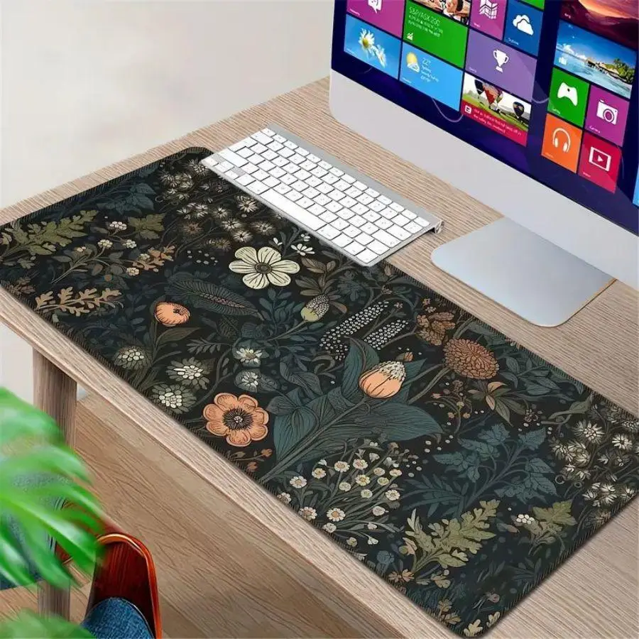 Floral Pattern Desk Mat, 1 Count Multipurpose Anti-slip Botanical Desk Mouse Pad, Vintage Desk Mat, Nature Desk Decor, Mouse Pads, Universal Garden De