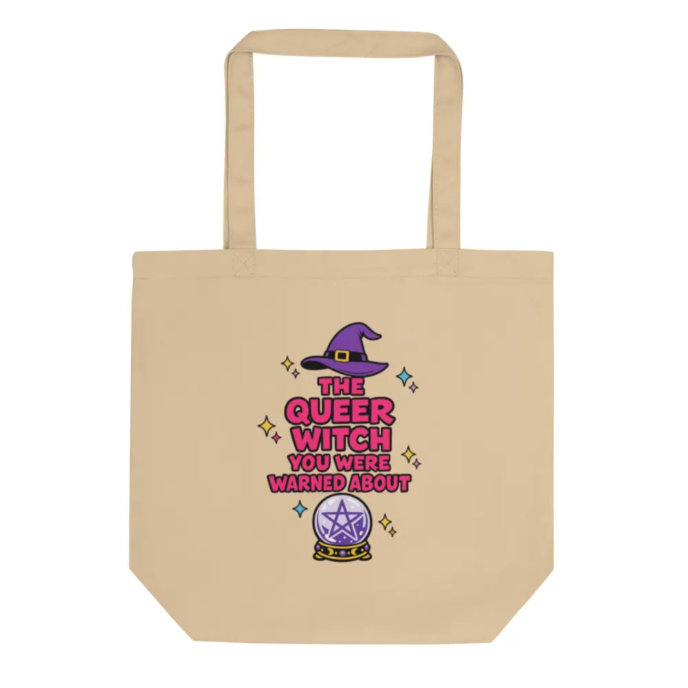 Queer Witch Pride Witchy Sapphic Canvas Tote Bag WLW Celestial Carryall