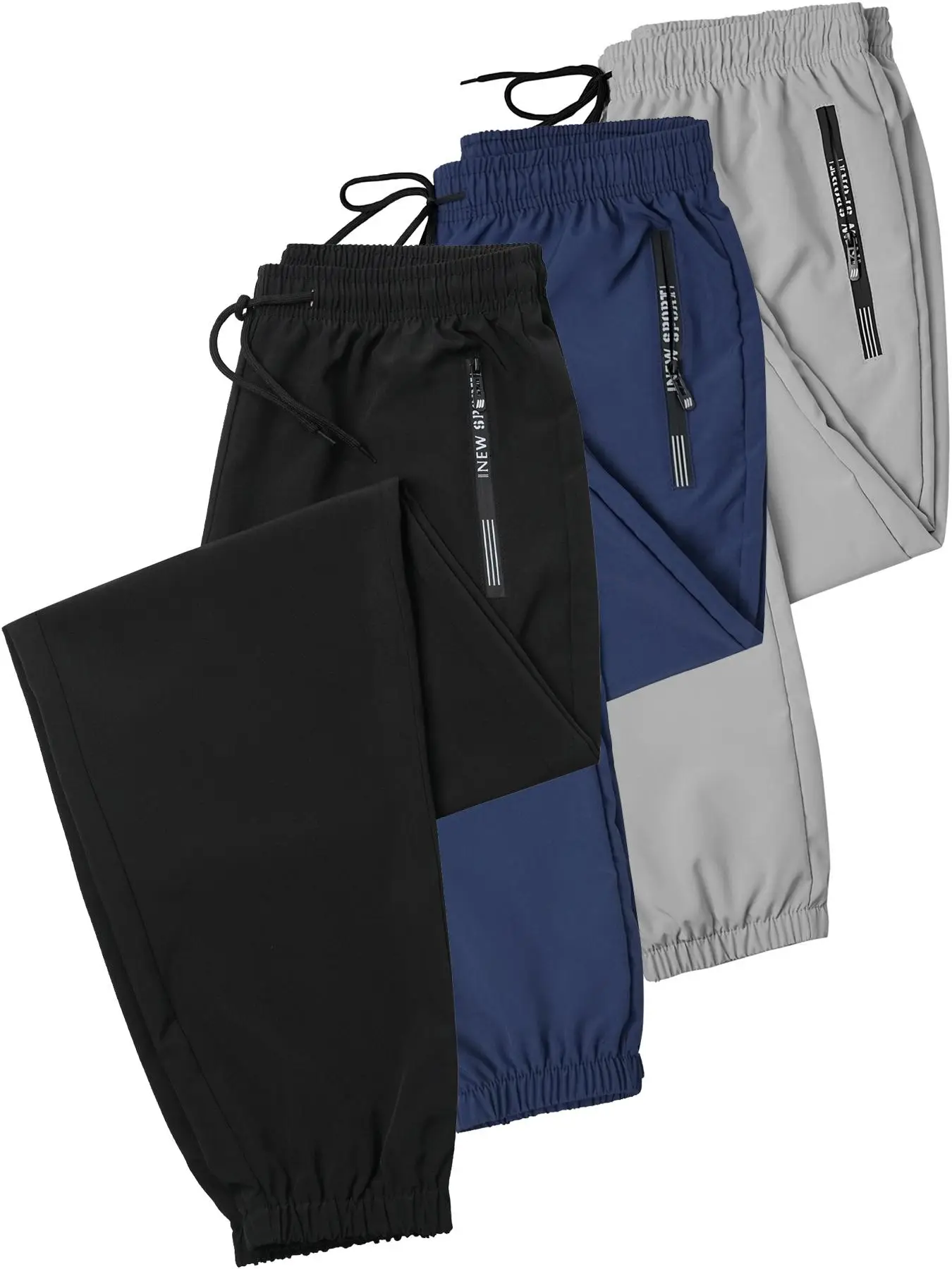 Men's Letter Print Drawstring Waist Jogger Pants, Casual Elastic Waist Pocket Zipper Design Trousers for All Seasons, Fashion Men's Bottoms for Daily