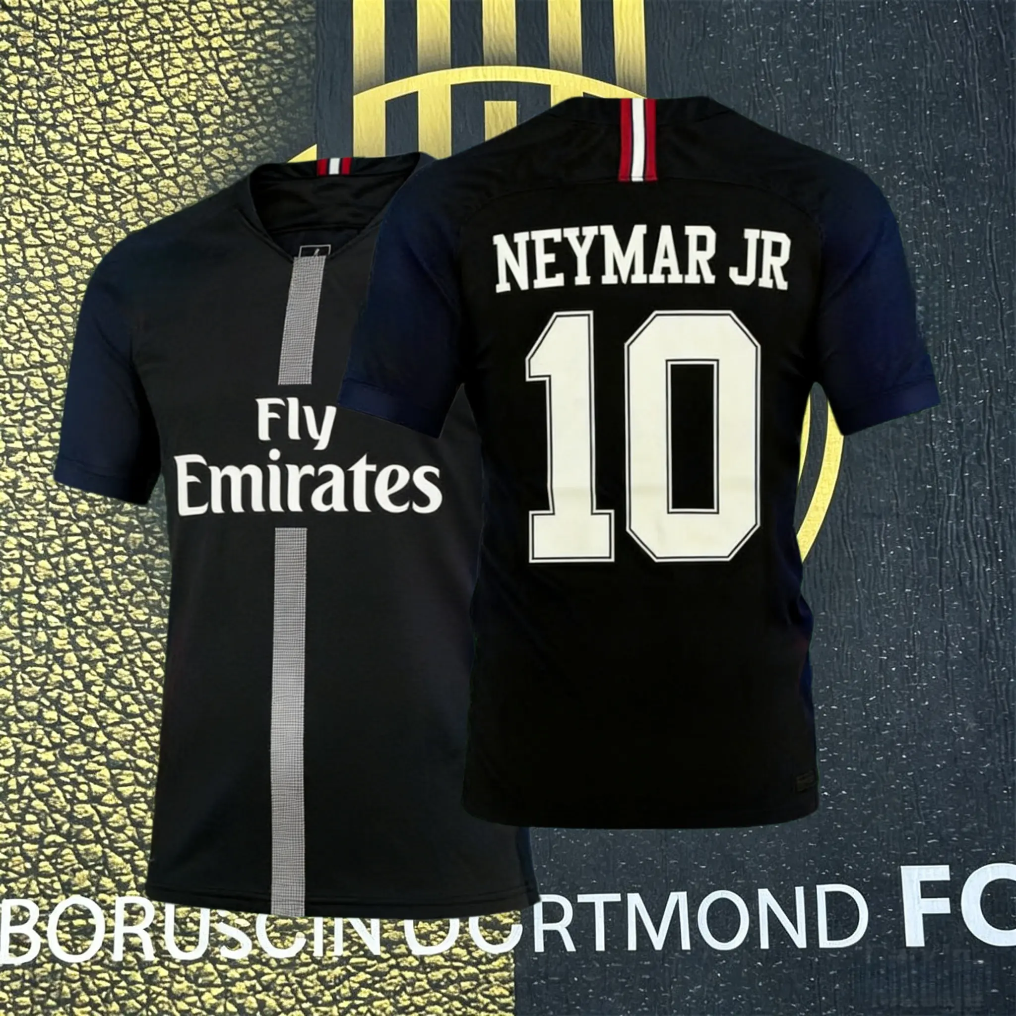 18-19 Away Black No. 10 Neymar Short Sleeve Breathable Football Jersey 18-19 Away Black No. 10 Neymar Short Sleeve Breathable Football Jersey