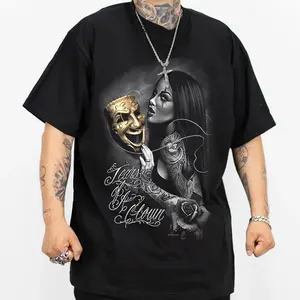 Imagination Tears Of A Clown Tattoo Lowrider Chicano Clothing, Chicana Art, Cholo Chola outfit Cotton Fabric Menswear Casual, Streetwear hoodie T-Shirt S-3XL