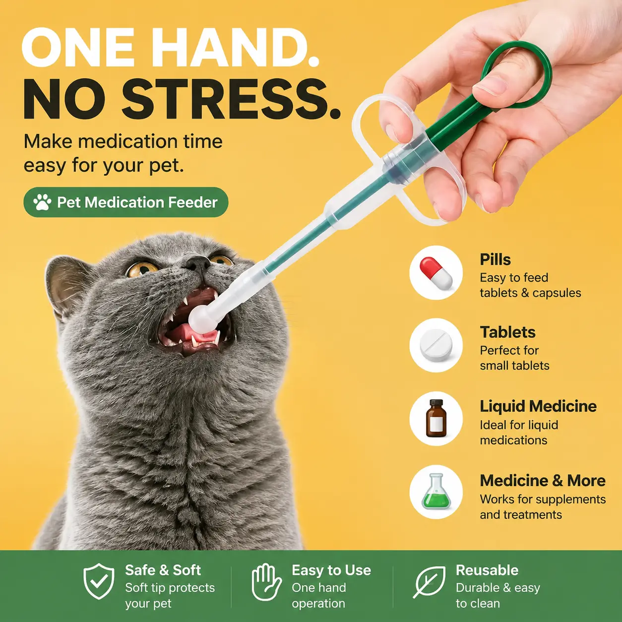 2 PCS Pet Medicine Feeder Syringe, 2-in-1 Cat & Dog Pill & Liquid Dispenser, Soft Silicone Tip Pet Pill Shooter, Easy Stress-Free Pet Medication Tool for Cats Dogs