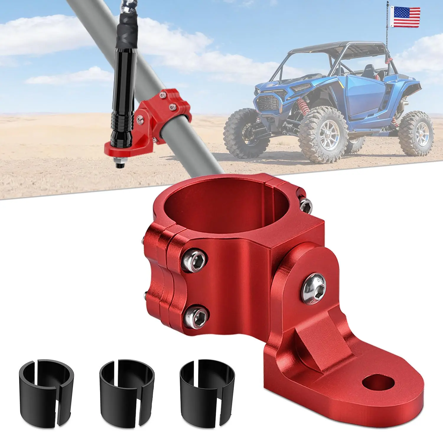 Nilight 1PC UTV Flag Antenna Mount Whip Light Mounting Bracket Red Adjustable Heavy Duty for 1.5 to 1.75inch 1.75 to 2inch for Polaris RZR Ranger Can Am Maverick X3 Talon, Flashlight Mounts & Holders, Mounting Holder Mounts & Holders