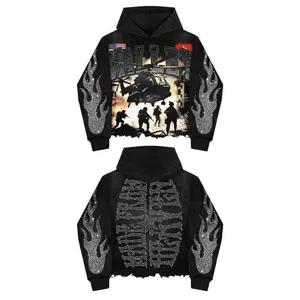 2025 new VALLEY full print hooded sweatshirt aesthetic couple hip-hop gothic streetwear hoodie(Raincoats)