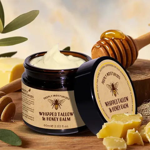 Natural Beef Tallow & Honey Balm Cream – Ultra-Nourishing Moisturizer with Grass-Fed Tallow, Hydrates & Nourishes Face, Body & Hands  Skin Repair Olive Hydrating Moisturizing moisturizer for face, Body Care
