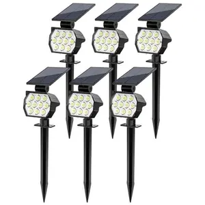WELALO Solar Spot Lights Outdoor Waterproof IP67, 6 Pack - 50 LED Adjustable Solar Powered Landscape Spotlight with 3 Lighting Modes, Stake Light for Outside Yard Lawn Pathway Tree