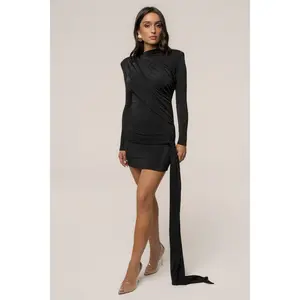 Black Moments Draped Mini Dress