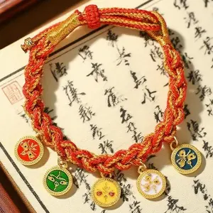 Tibetan Five Gods Of Wealth Hand Woven Bracelet Colorful Rope Couple Luck Jewelry For Wealth And Protection