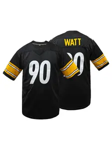 【Plus Size】Boyfriend Style Men's Embroidered American Football Jersey Pittsburgh Black V-Neck Personalized Short Sleeved Shirt Party Game Training Competition Sports Top Jersey Shirts