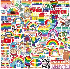 Stickers LGBTQ+ Rainbow Sticker Bulk Vinyl Gay Trans Lesbian Decals for Water Bottle Laptop Decor Parade Accessories Party Festival Celebration Supplies 100Pcs