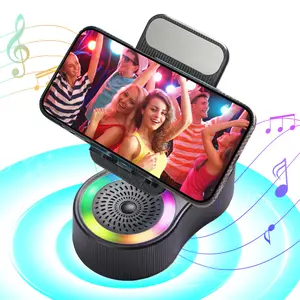 Wireless Speaker Phone Holder with 2000mAh Power Bank Rechargeable 360° Rotating Foldable Design HD Stereo Sound Colorful Lights Compact Portable for Travel Ideal Gift for Phones & Tablets Charging Smartphone Audio Device