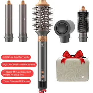 Webeauty 5-in-1 Ceramic Negative Ion Hot Air Brush, 110000 RPM Fast Drying Hair Dryer Brush, Portable Curling Straightening Styling Brush Lightweight Quiet with Travel Case