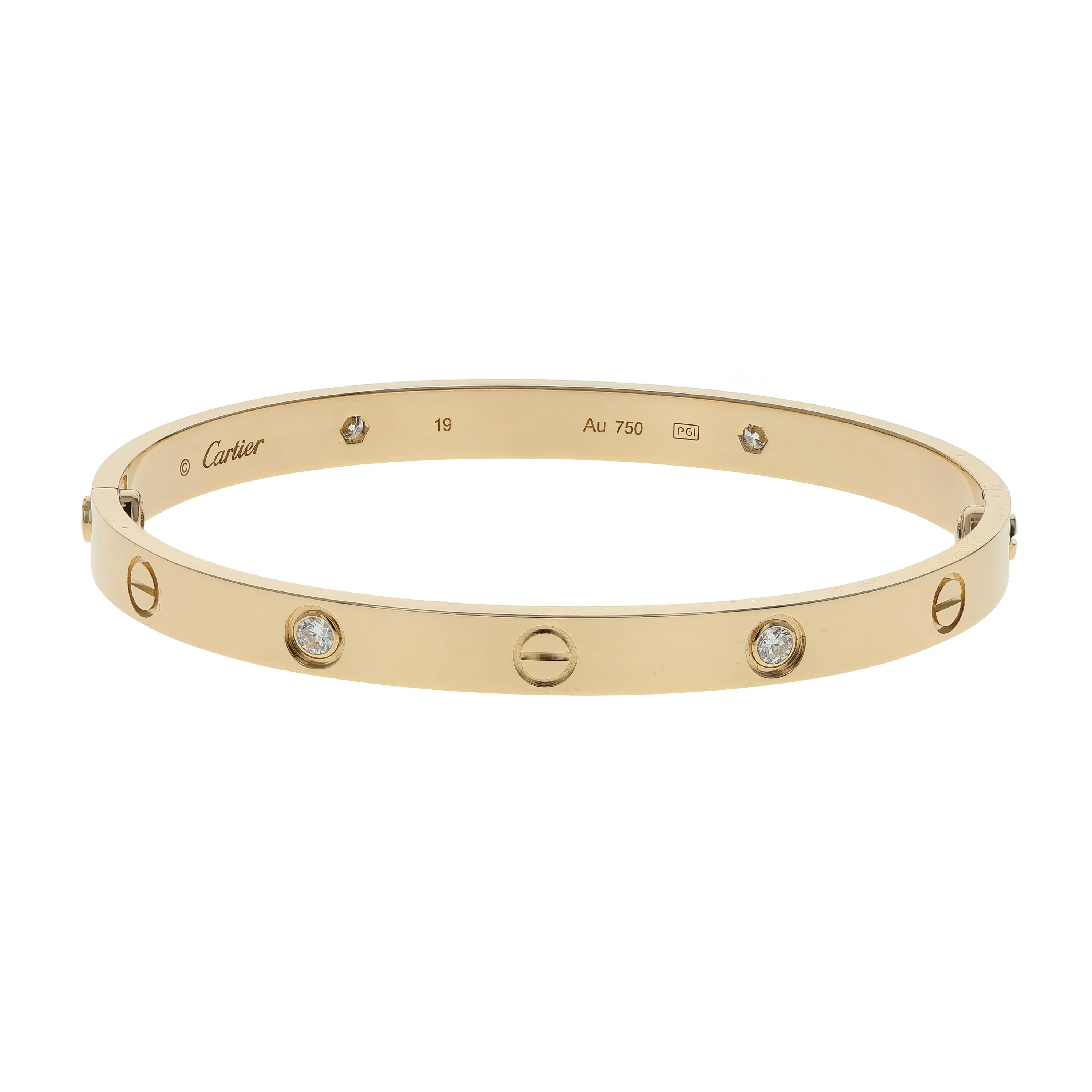 Pre-owned Cartier Love Bangle Bracelet Size 19