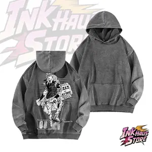 *JoJo's Bizarre Adventure: Steel Ball Run* (SBR)：a black and white manga-style illustration of Gyro Zeppeli-Long Sleeve Cotton Unisex Vintage Hoodie