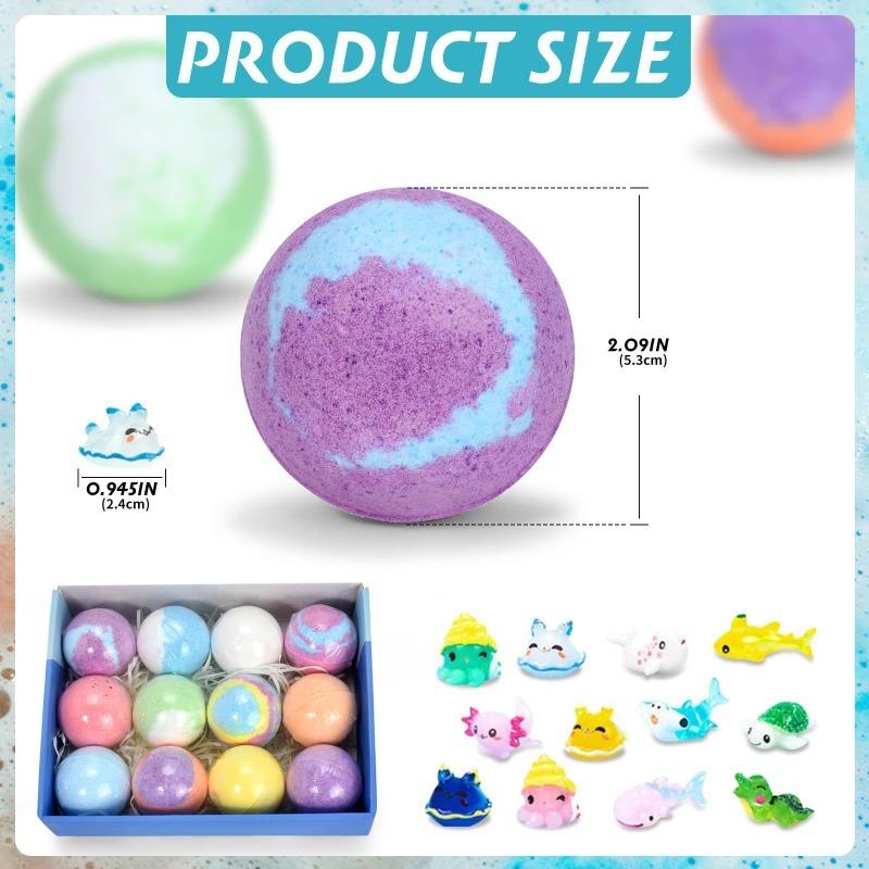 12PCS Bath Bombs for Kids with SurpriseSPRINGInside, 12 Pack Kid Bath Bombs Gift Set,Easter Basket Stuffers for Boys Girls BubbleBath with Toys Inside Skin Repair