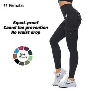 FIRMABS High Waist Cargo LeWearggings for women,Tummy Control Side Pockets Shaping Gym