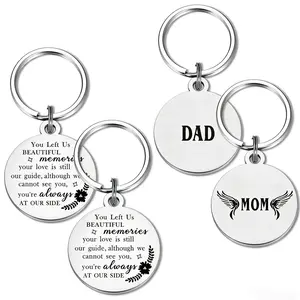 Angel Wings Memorial Keychain Set-“Mommy of an Angel & Daddy of an Angel” Matching Remembrance Keychains, Sympathy Gift for Bereaved Parents