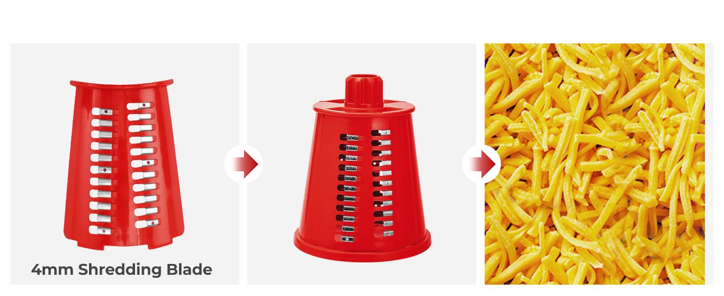 SUSTEAS Rotary Cheese Grater with Handle, 5 Replacement Blades, BPA Free, Built-in Strong Suction Base, 18/10 Stainless Steel Vegetable Slicer Kitchen Utensils