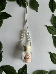 Handmade Beaded Hanging Car Air Freshener Diffuser With Clear Beads - Long Lasting Scent - Perfect Gift For Him Or Her