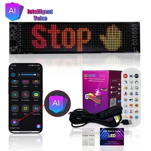 Portable Ai Voice Control LED Display, Pixel Panel Light, LED Lights, APP Programmable Flexible RGB Matrix Screen, USB 5v Powered, Ideal for Cars and Restaurants