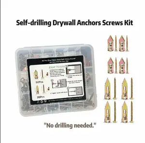170-Piece Self-Drilling Anchor Kit: Heavy-duty metal toggles in two sizes. No drilling required. Supports up to 66 lbs. Perfect for TVs, bikes, shelves, and curtains.