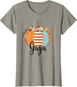 One Thankful Gaga Plaid Fall Pumpkin Thanksgiving Autumn T-Shirt - Albertjasso Shop 94B0DJVGDJYF