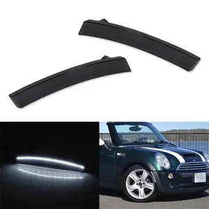 Smoked Lens White LED Front Side Marker Lights For Mini Cooper R50 R52 R53 2002 2003 2004 2005 2006 2007 2008 Replace OEM 63147165869, 63147165870