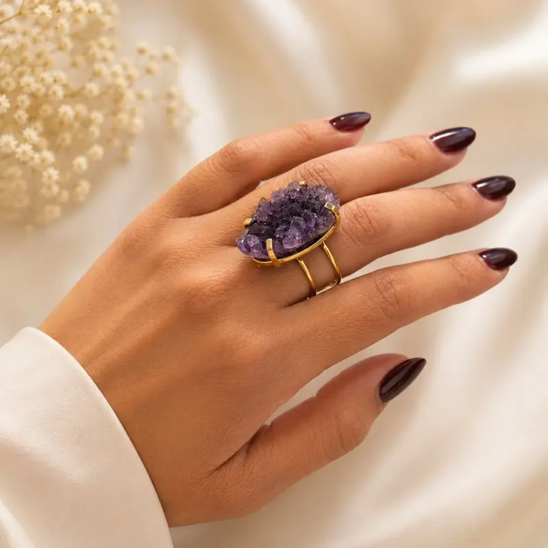 Amethyst Adjustable Sterling Silver Ring